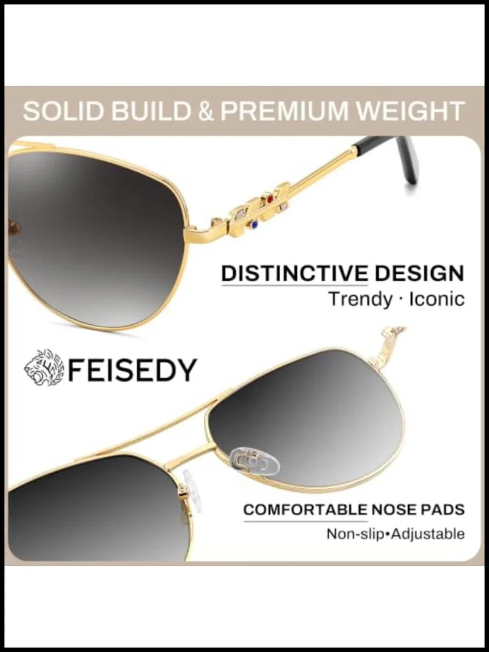 Metal Aviator Sunglasses with UV400 Protection & Gradient Lenses